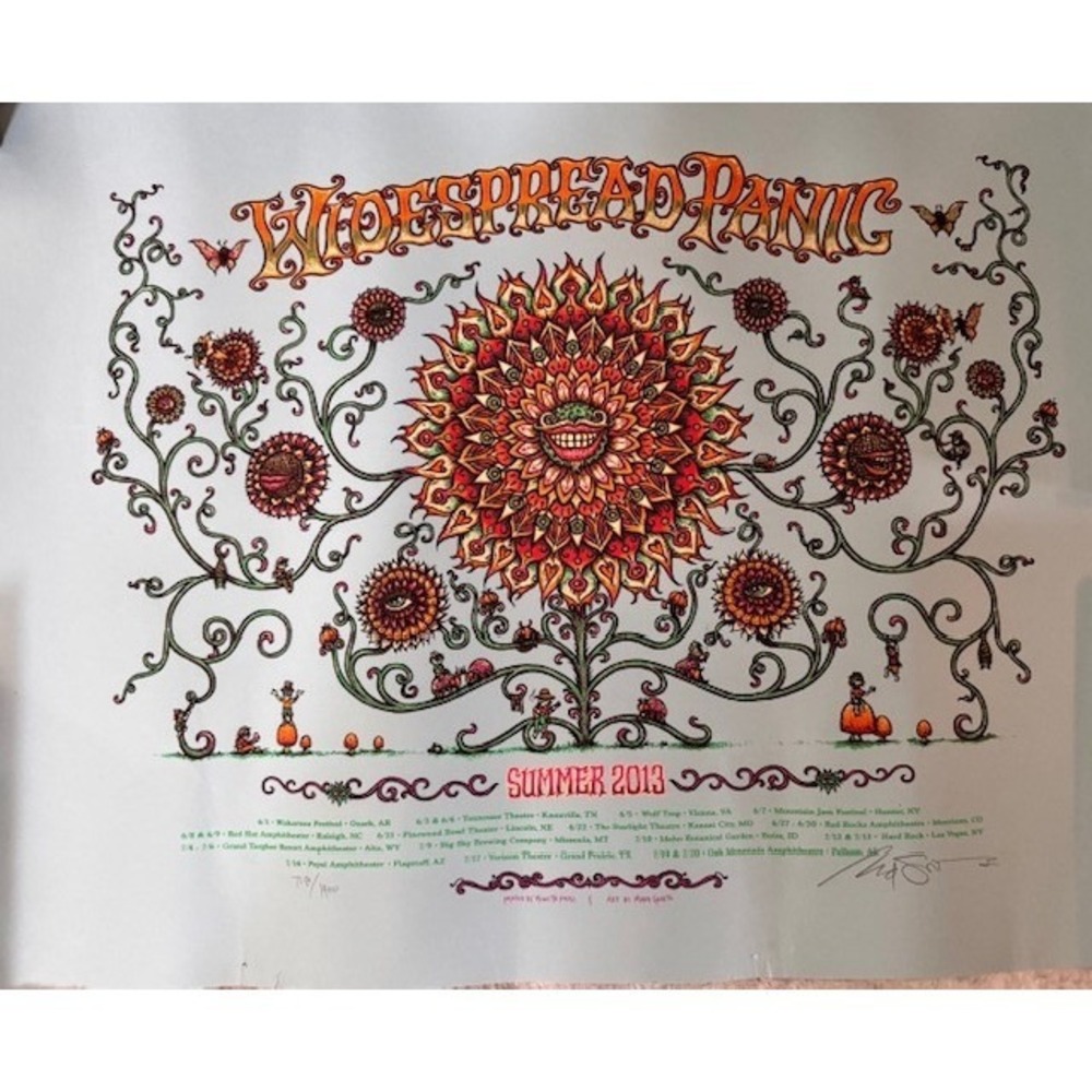Widespread Panic Summer 2013 Tour Poster Marq Spusta Signed Numbered 718/1400